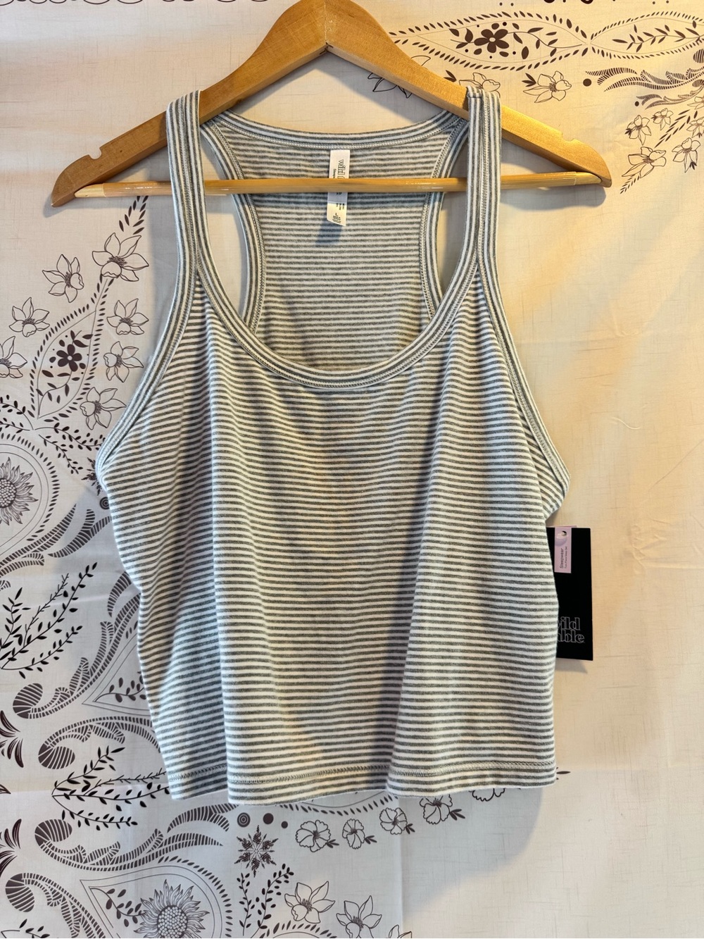 wild fable Gray and White Striped Scoop Tank